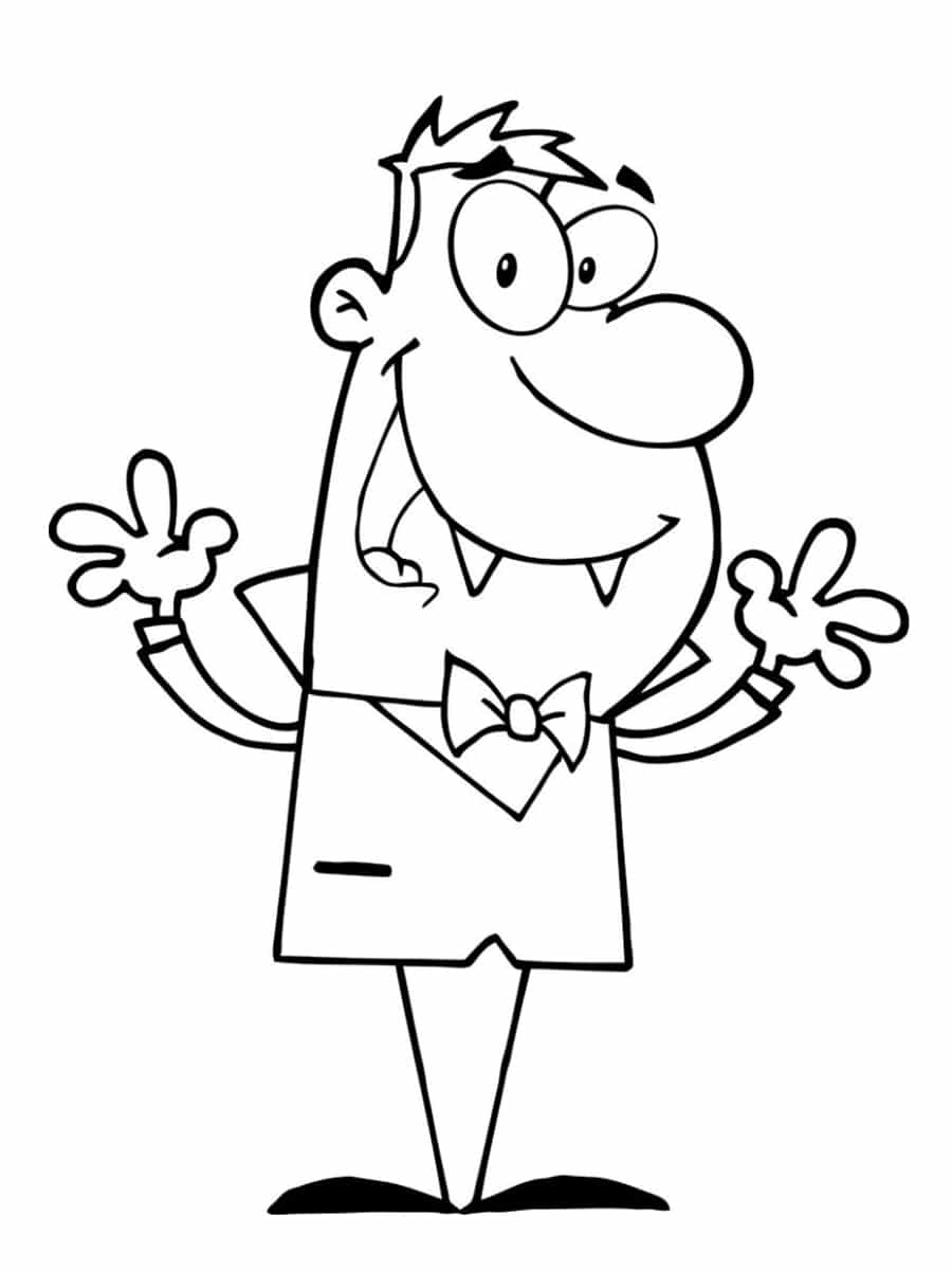 Coloriage Monsieur Tuxedo Dent Vampire - Vampire à imprimer